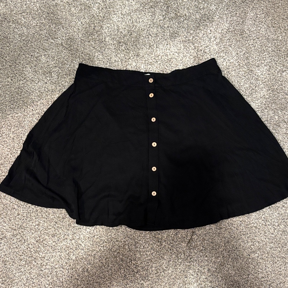 Maurices Black Skater Skirt with Button Detail